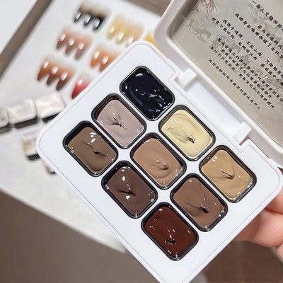 茶马古道系列九宫格拍拍胶2025年秋冬棕色咖啡色可彩绘晕染甲油胶