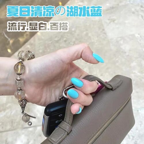 夏季流行显白清透浅蓝湖水蓝色甲油胶美甲店专用光疗胶