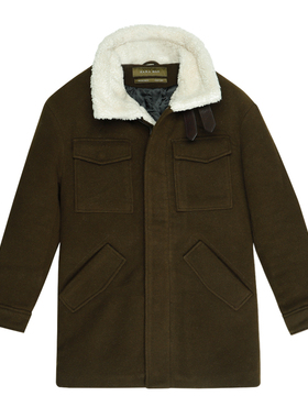 冬季新款毛呢外套男士中长款加厚休闲宽松羊羔毛领潮流工装风棉袄