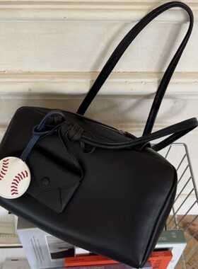 the真皮row波士顿包红色包包Jennie同款保龄球包Astra单肩通勤包