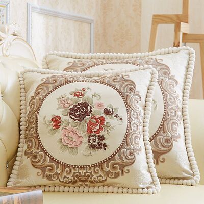 欧式沙发客厅毛绒抱枕套靠垫含芯床头大靠背护腰靠垫抱枕提花北欧