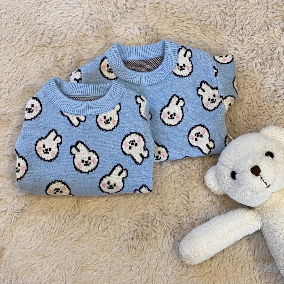 宠物秋冬季狗狗满印兔子毛衣保暖加厚衣服比熊泰迪小型幼犬秋冬款