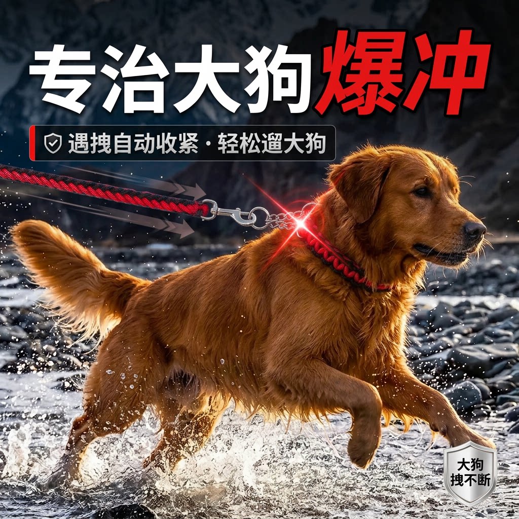 狗狗牵引绳训链p链防爆冲金毛大型犬专用中小型狗绳狗链子宠物P绳图片
