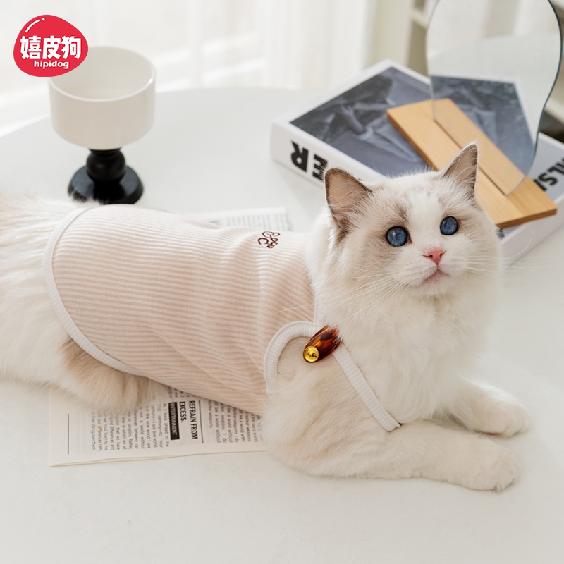 宠物猫咪夏季小吊带透气舒适布偶英短成猫幼猫简约款春季可爱服饰