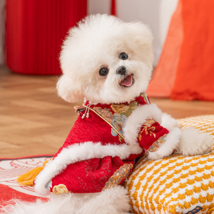 宠物小狗狗衣服喜庆过年冬季唐装棉衣裙子新年款泰迪比熊猫咪冬装