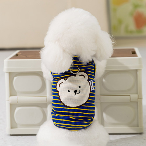 狗狗可爱歪嘴小熊条纹背心
