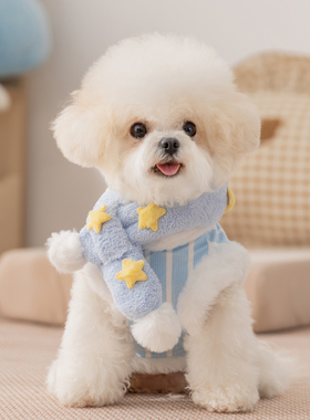 送围巾秋冬天新款小狗狗衣服可牵引棉衣马甲中小型犬比熊泰迪冬装