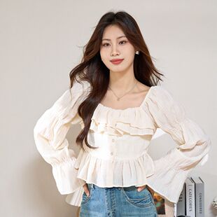 春季上衣韩系早春2026新款薄款长袖设计感单穿女小个子气质温柔风