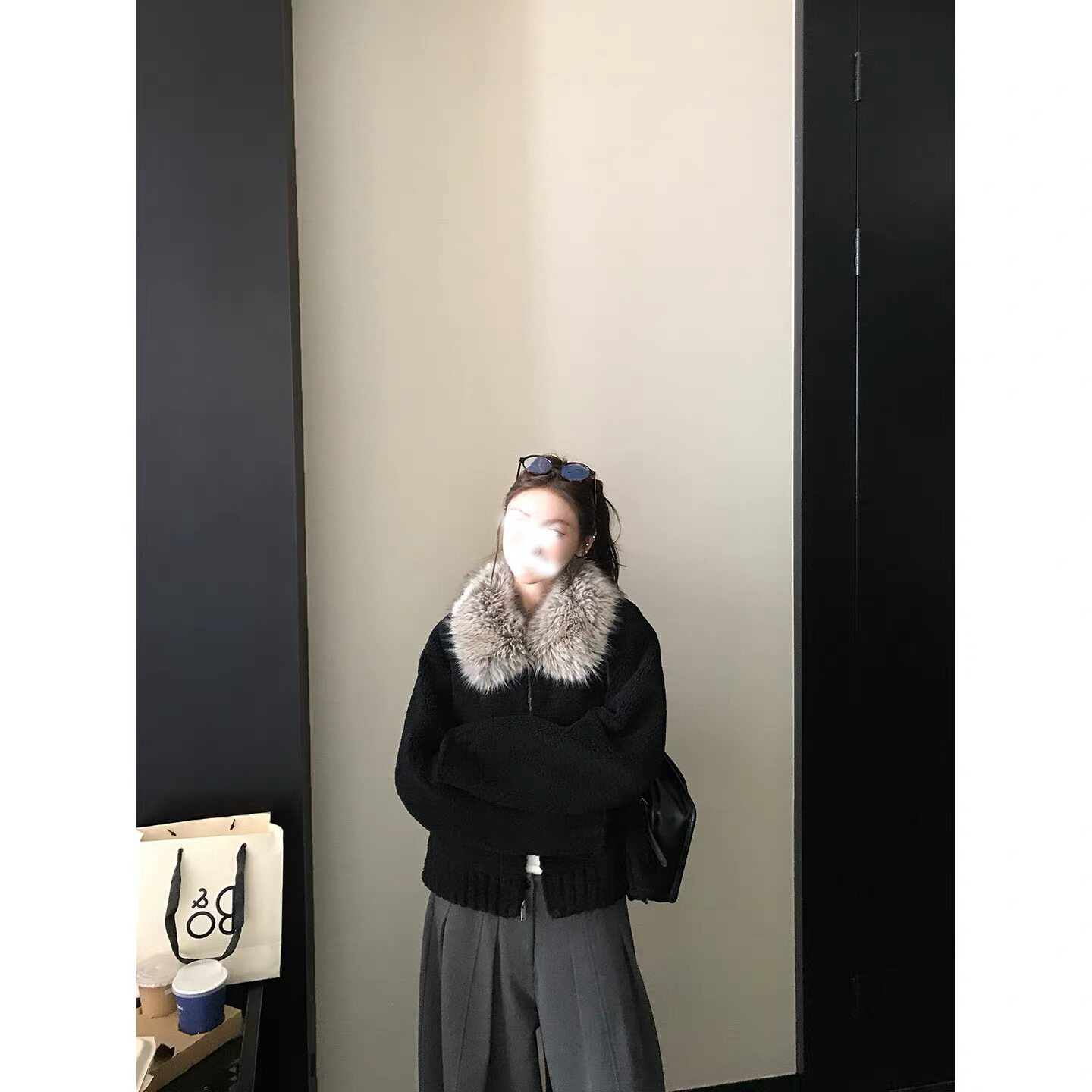 Skk Store 北海道恋曲 麂皮绒里布定染毛领复合环保颗粒毛毛外套图片