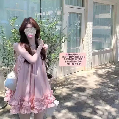 白水女 里斯本夏日 不规则荷叶边吊带连衣裙女海边度假风夏季裙子