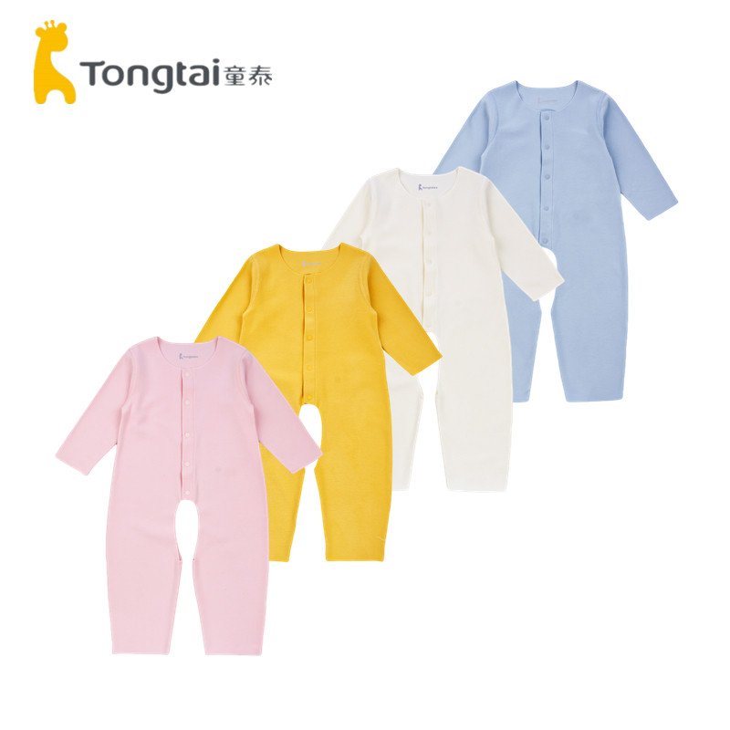 童泰秋冬德绒保暖婴幼儿加厚开裆连体衣1-18月男女宝宝长袖哈衣