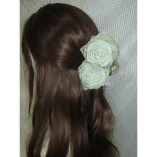 干枯玫瑰花朵绿色系抓夹女新款后脑勺鲨鱼夹汉服古风复古发饰