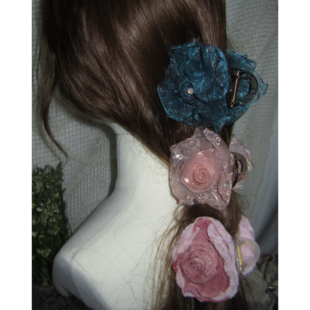 原创设计玫瑰古着复古法式温柔花朵鲨鱼大抓夹古风发饰发夹新款