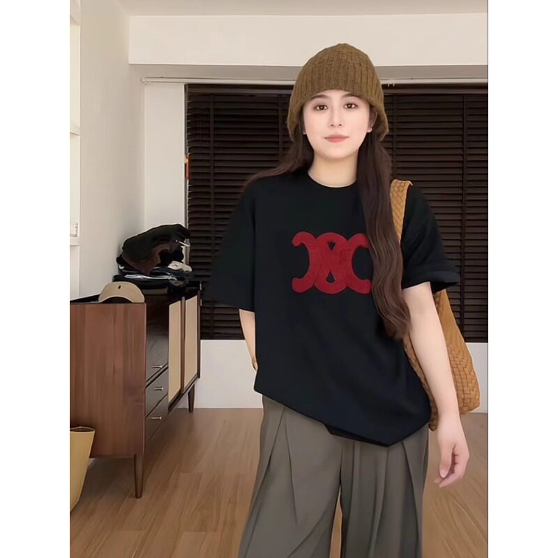 潮牌新款字母印花短袖T恤女夏季中长款宽松大码纯棉超好看上衣潮