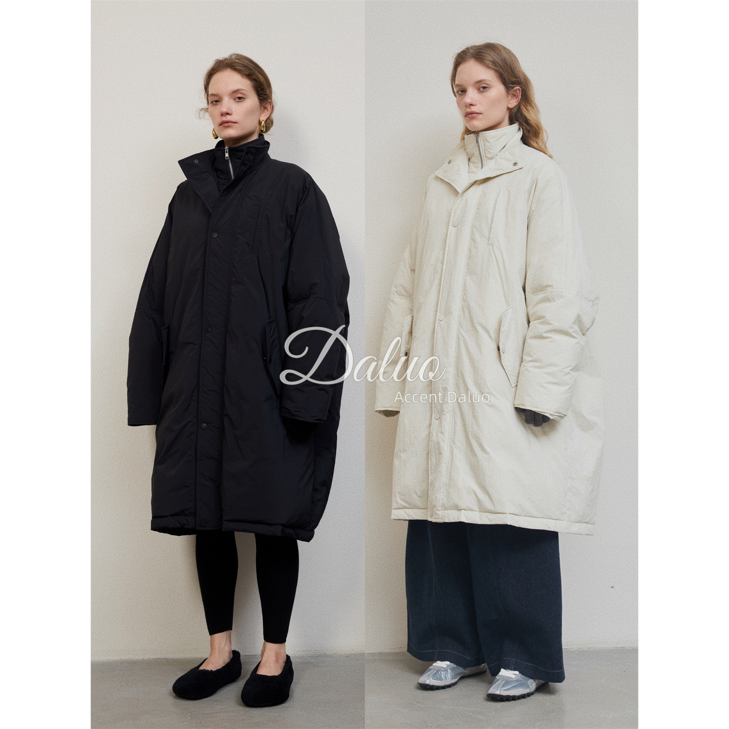 大罗Daluo 95白鹅绒防水防风廓形中长鹅绒服夹克外套女25冬新款