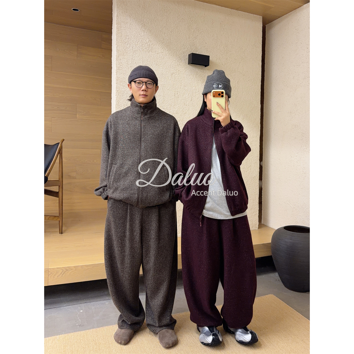 ACCENT DALUO 休闲运动 自留定制雪花纱肌理廓形夹克卫衣/阔腿裤