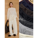 大罗Daluo 极简纸片人厚垂有型醋酸羊毛弧形阔腿长裤女直筒休闲裤