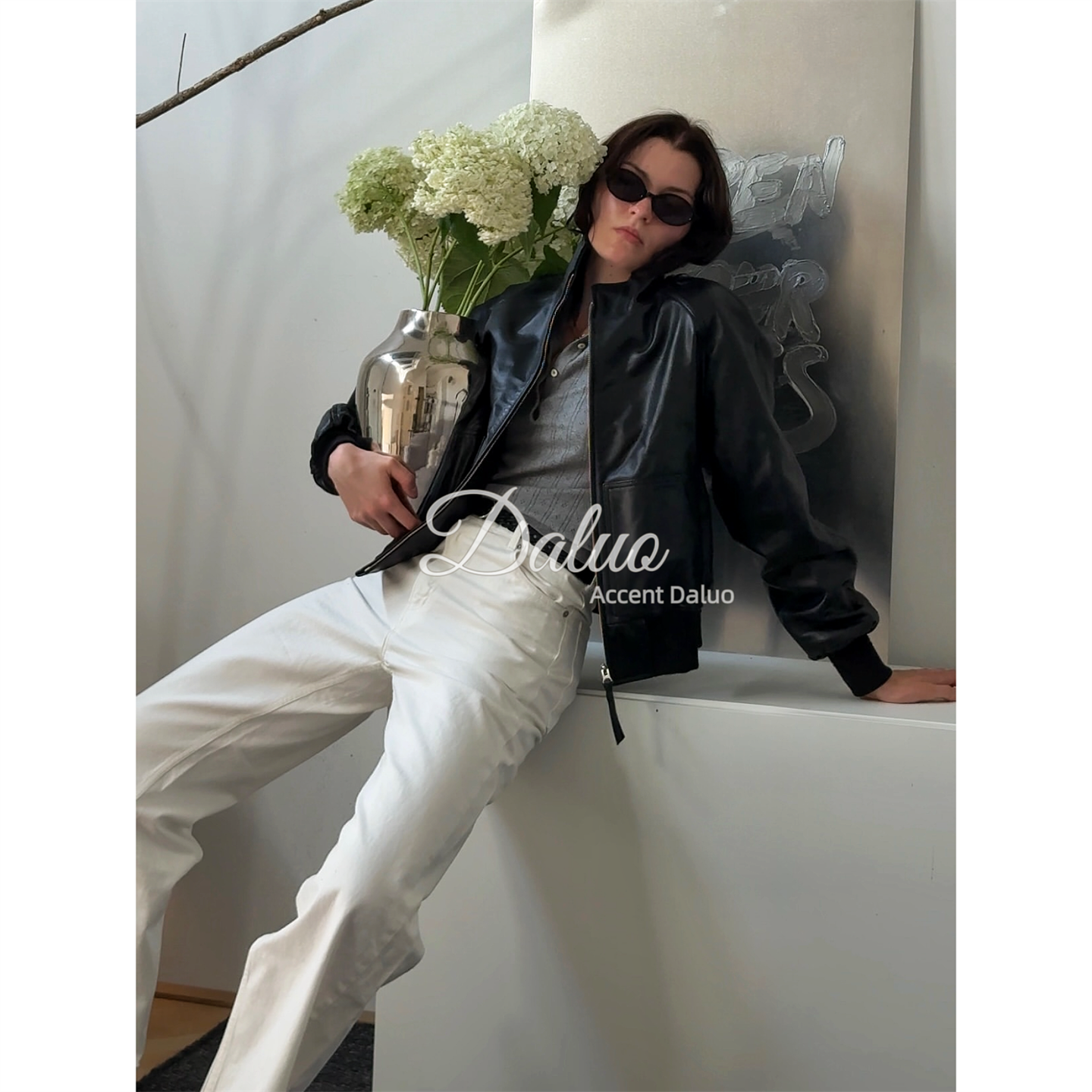 ACCENT DALUO 极简百搭显瘦大长腿 阔腿直筒白色牛仔裤女25秋新款