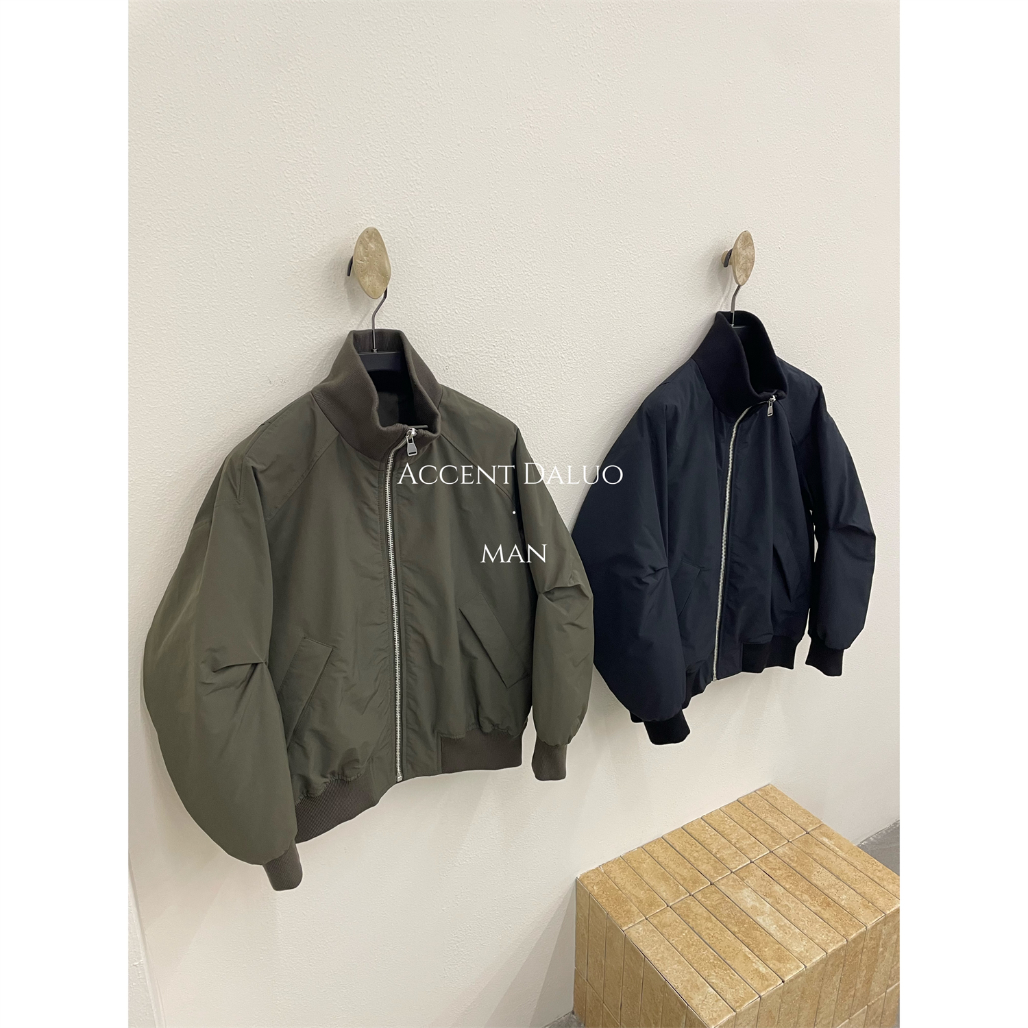 ACCENT DALUO 帅气无性别 90白鸭绒廓形立领飞行夹克羽绒服棒球服