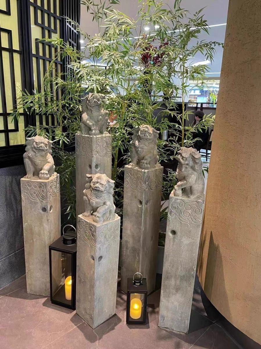 拴马桩仿古做旧招财石柱四神兽图片