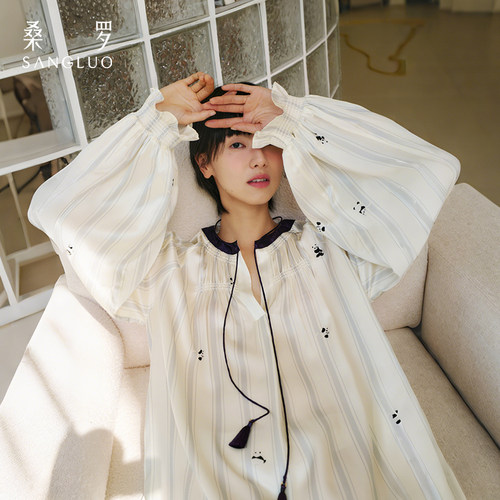 李兰迪同款』真丝熊猫睡裙可外穿