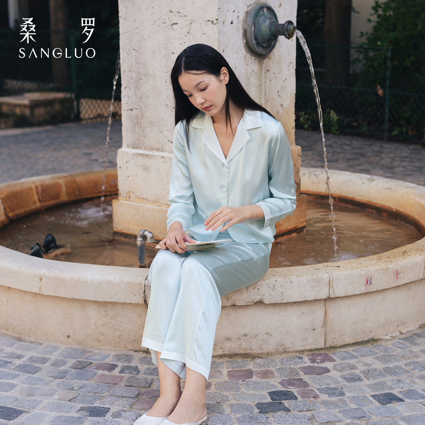 可机洗』高端100%桑蚕丝睡衣套装