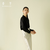 桑罗纯色真丝衬衫 25年新款 通勤职业长袖 简约百搭 上衣光泽感女装