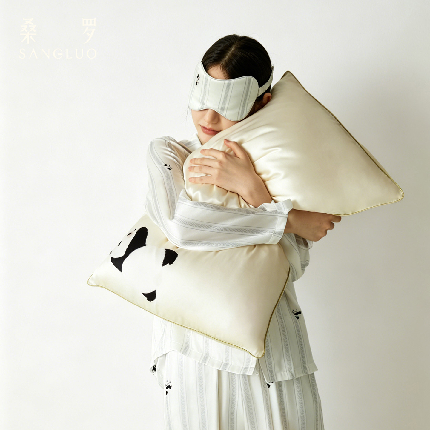 100%桑蚕丝睡眠真丝眼罩枕套组合图片