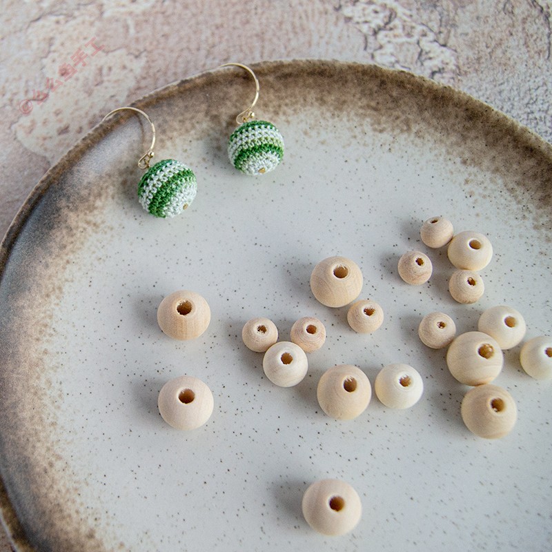 手工diy编织材料原木色木珠圆珠