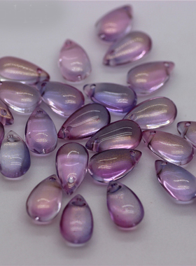 8*14mm透明水滴幻彩琉璃珠吊坠步摇发簪耳环饰品配件手工DIY材料