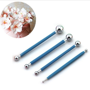 手工diy微钩铃兰花朵花瓣定型辅助工具4件套丸棒翻糖粘土球形模具