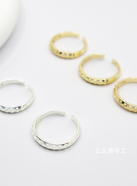 14K包金保色有孔戒指托串珠配件