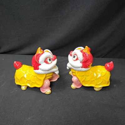 陶瓷工艺品石湾公仔创意醒狮舞狮摆件家居新房客厅摆设乔迁送礼