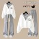两件套 女春秋季 卫衣套装 设计感休闲阔腿裤 学院风连帽开衫