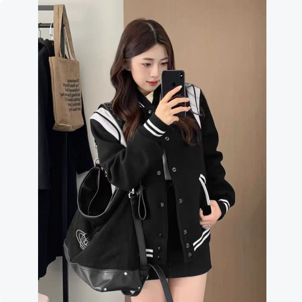 美式学院风立领撞色棒球服外套女春秋小个子百搭显瘦夹克短外套,女装/女士精品,短外套,淘宝优惠券,粉丝福利购,淘宝优惠卷