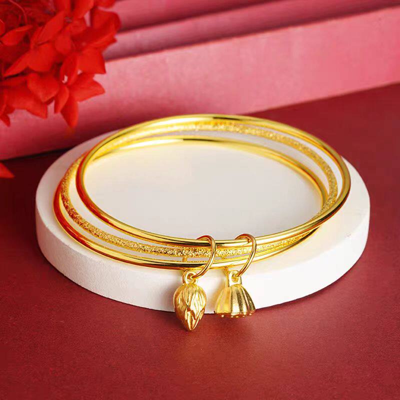 金包银手镯999纯黄金实心真老风凤翔三生三世桃花镯子女