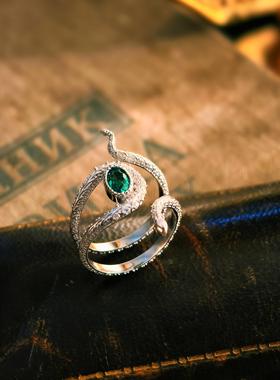 法式小众设计复古培育祖母绿戒指