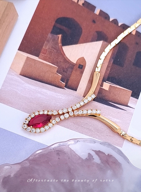 高贵红宝石项链锆石女埃及