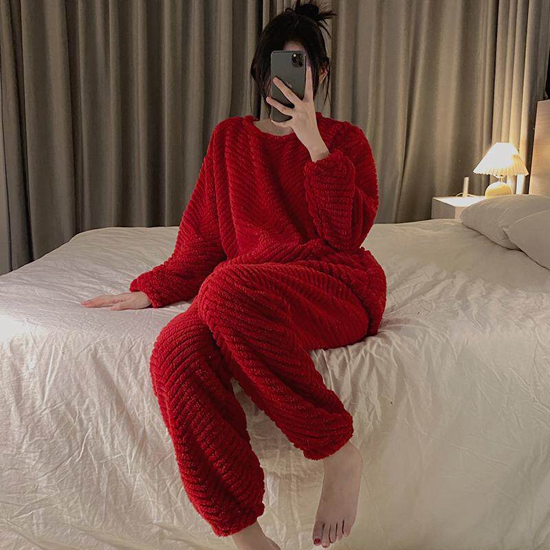 本命年红色睡衣女休闲懒人家居服睡衣/家居服套装