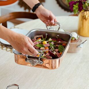 法国产 Mauviel 150B系列铜锅双耳长方紫铜烤锅烤盘