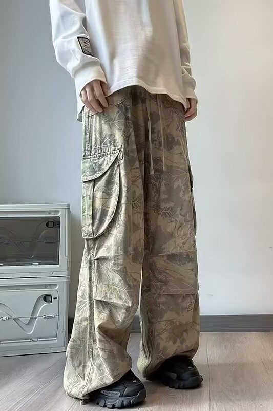 高街迷彩工装束脚牛仔裤女潮洋气时尚夏季高腰宽松阔腿裤NK781P55,女装牛仔裤,星座1013-2