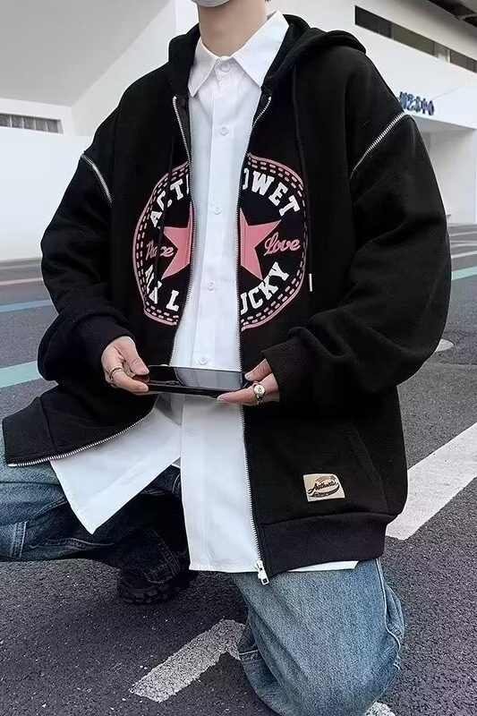 青少年韩版连帽卫衣男潮流港风潮牌宽松学生大码上衣服外套W11P45,男装卫衣,星座1013-2