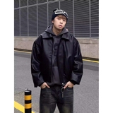 美式复古短款垫肩皮衣外套男春秋季高级感宽松PU皮夹克潮JK320P68，男装夹克，星座1013-2
