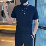 夏季POLO衫男短袖薄款休闲刺绣男生T恤痞帅有领中袖体恤T803P33，男装Polo衫，星座1013-2
