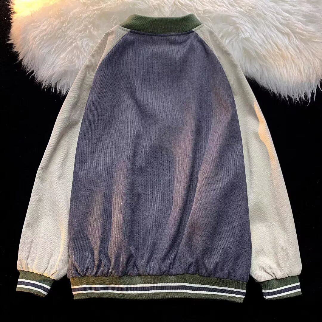 美式复古棒球服外套宽松灯芯绒双层百搭休闲情侣夹克上衣JK97P35,男装夹克,星座1013-2