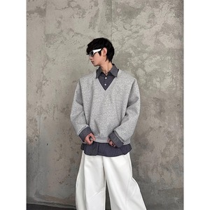 小众设计感假两件拼接厚T恤春季宽松休闲时尚高级感上衣W291P50图片