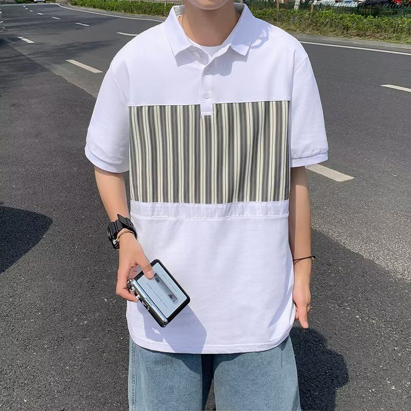 短袖男文艺青春流行潮流宽松型气质慵懒潮夏季POLO衫原宿 T396P35图片