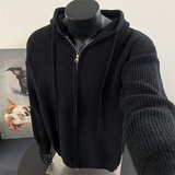 秋冬款毛衣外套时尚宽松连帽两侧开叉坑条针织开衫上衣女M6512P60，男装针织衫/毛衣，星座1013-2