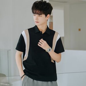 时尚男纯色新款夏季POLO衫ins短袖简约潮流潮青春流行 T339P38图片