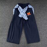 美式街头绑带可拆卸格子拼接休闲裤宽松直筒阔腿弯刀长裤K8076P55，女装休闲裤，星座1013-2